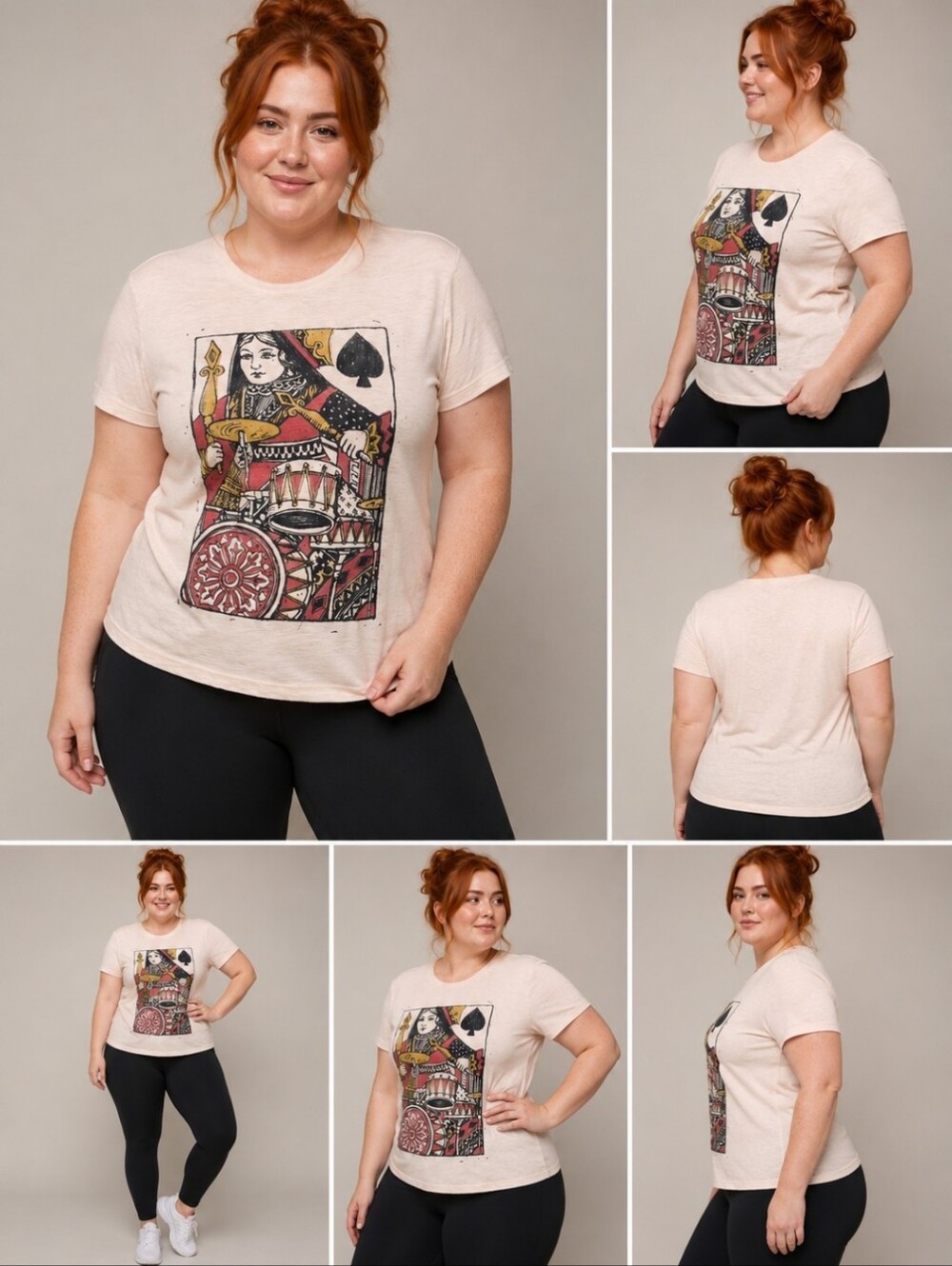 Lucky Brand Queen of Spades Graphic Tee NWT Soft Pink Cotton Short Sleeve Boho
